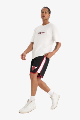 DeFactoFit NBA Chicago Bulls Standart Fit Cepli Bermuda Şort