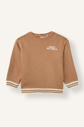 BÉBÉ GARÇON Beige Pull à col rond imprimé Coupe régulière pour bébé garçon