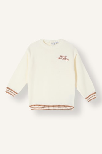 BÉBÉ GARÇON Écru Pull à col rond imprimé slogan Coupe régulière pour bébé garçon