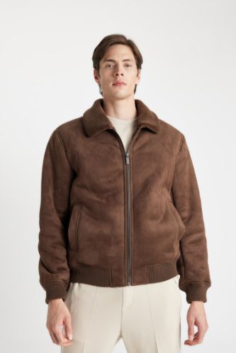 Mens suede puffer jacket best sale