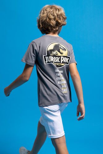 Ұлдарға Jurassic World Лицензиялық дөңгелек жаға қысқа жеңді Қысқа жеңді футболка