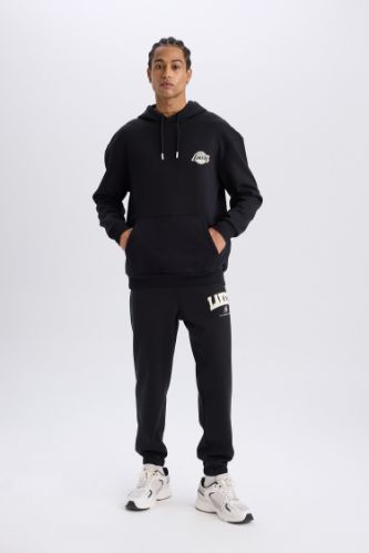Black MAN DeFactoFit NBA Los Angeles Lakers Boxy Fit Hooded
