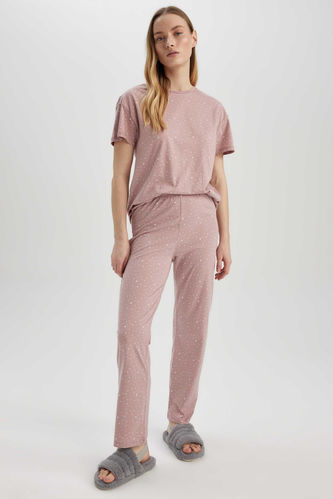 Fall in Love Regular Fit Star Patterned Pajamas Set