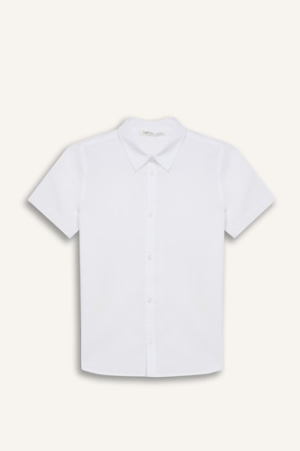Boy Polo Neck Poplin Short Sleeve Shirt