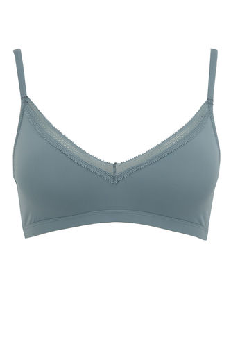 Blue WOMEN Fall in Love Lace Detailed Comfort Padless Bra 2797357