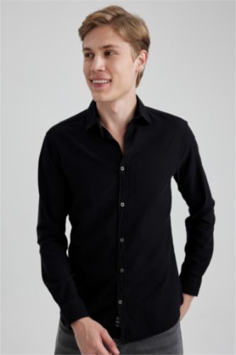 MAN Black Slim Fit Cotton Long Sleeve Shirt