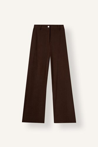 Pantalon en velours côtelé large à taille haute Coupe droite