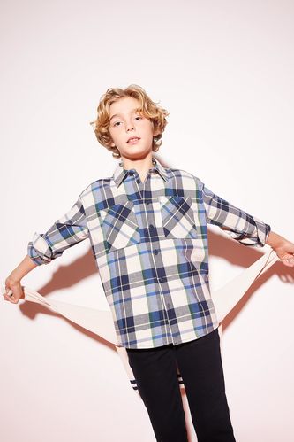 Erkek Çocuk Oversize Fit Flanel Uzun Kollu Gömlek
