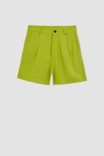 High Waist Wide Leg Linen Blend Shorts