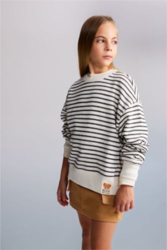 GIRLS & TEENS Ecru Regular Fit Crew Neck Sweatshirt