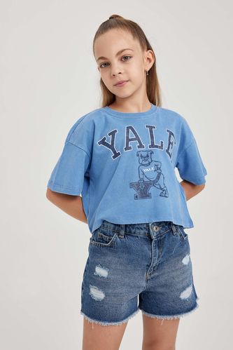 Kız Çocuk Yale University Relax Fit Kısa Kollu Tişört