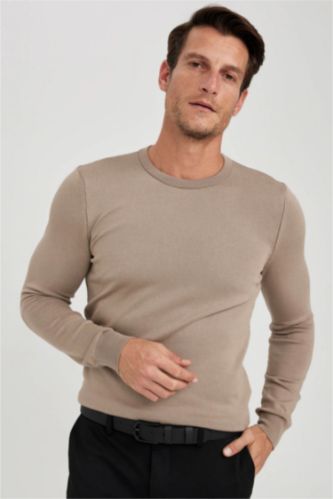 Regular Fit Crew Neck Basic Knitted Comfortable Knitted Pullover