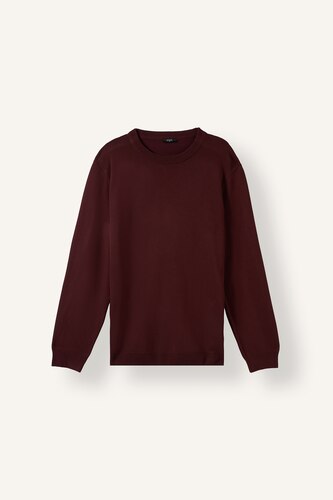 Erkek Bordo Bisiklet Yaka Basic Triko Kazak