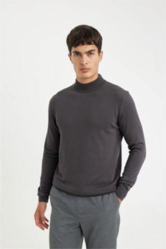 MAN Anthracite Standard Fit Half Turtleneck Basic Knitted Pullover