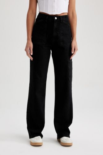 Wide Leg Kargo Yüksek Bel Uzun Jean Pantolon
