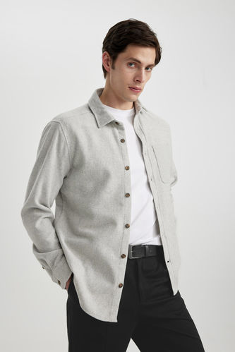 Regular Fit Polo Collar Woodcutter Long Sleeve Shirt