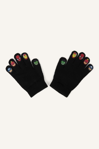 Young Boys - Teen Boys Black Boy Printed Avengers Gloves