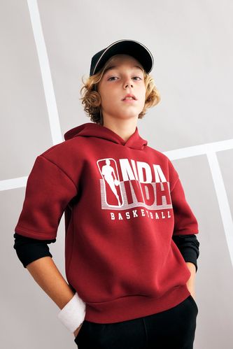 Erkek Çocuk NBA Wordmark Oversize Fit Kapüşonlu Sweatshirt