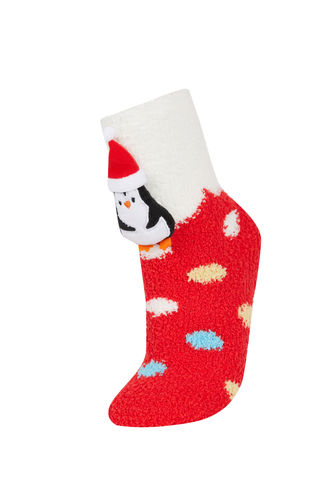 Kız Çocuk Yılbaşı Temalı Pamuklu Kışlık Çorap