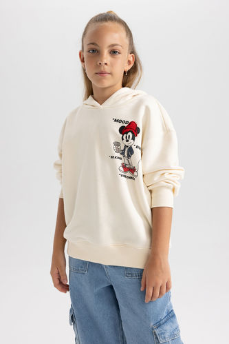 Regular Fit Mickey & Minnie Licensed Hooded Sweatshirt