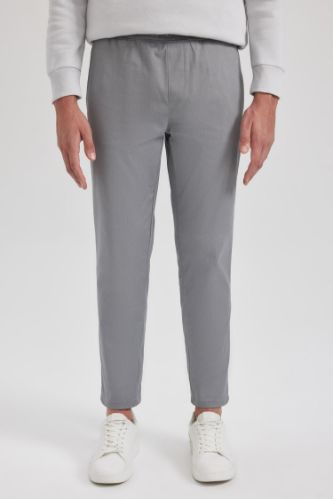Gabardin Jogger Pantolon Beli Bağcıklı Lastikli Düz Paça Cepli