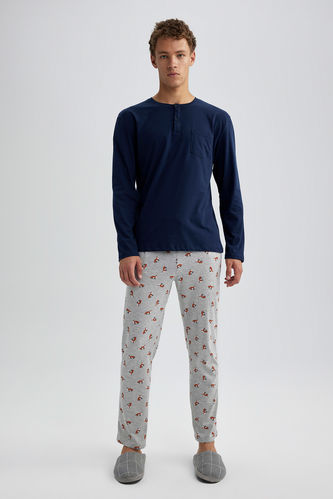 Regular Fit Uzun Kollu Desenli Pijama Takımı