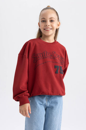 Kız Çocuk Oversize Fit Kalın Sweatshirt