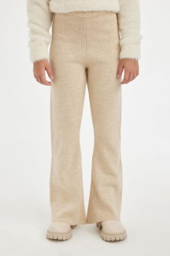 Kız Çocuk Flare Fit İspanyol Paça Basic Düz Triko Pantolon