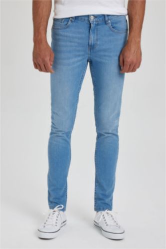 رجال أزرق فاتح بنطلون جينز سوبر سكيني فيت