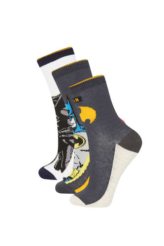 Erkek Çocuk Batman 3'lü Pamuklu Uzun Çorap