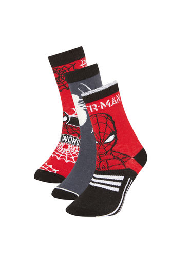 Boy Marvel Spiderman 3 Piece Cotton Long Socks