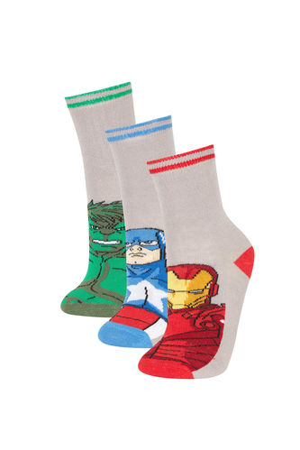 Длинные носки Marvel Avengers из хлопка для мальчиков, 3 пары