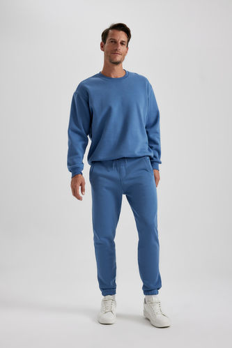 Standard Fit Rib Hem Thick Sweatshirt Fabric Sweatpants