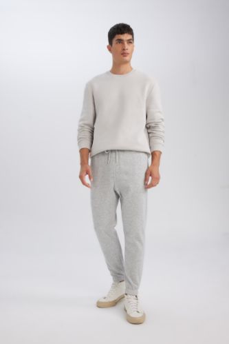 Grey MAN Standard Fit Rib Hem Fleece Pocket Thick Sweatshirt Fabric Sweatpants 3159113 DeFacto