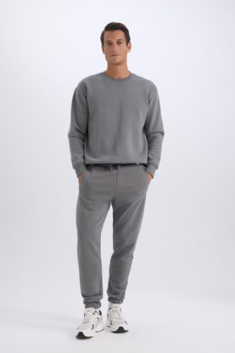 Jogger Eşofman Altı Standart Fit Basic Düz Beli Bağcıklı Lastikli Paça Cepli