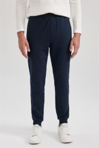 MAN NAVY Slim Fit Rib Hem Trousers