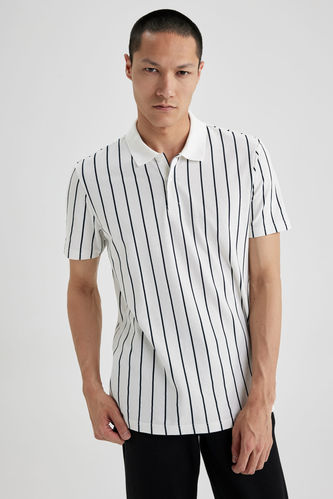Slim Fit Polo Neck Striped T-Shirt