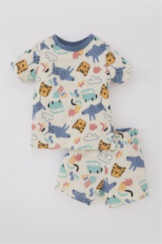 Baby Boy Light Stone 2 piece Regular Fit Knitted Pyjamas