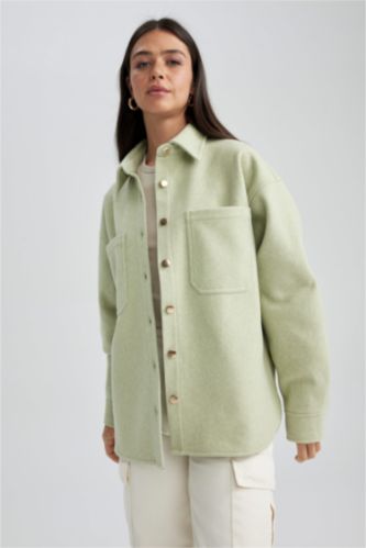 نساء أخضر Flanel Long Sleeve Shirt