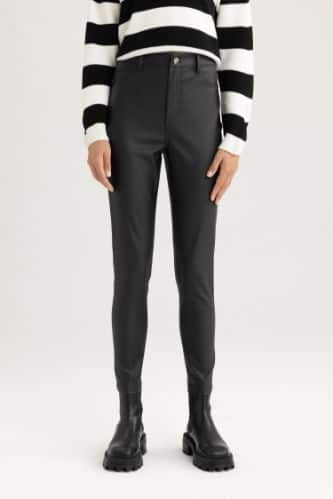 Leather And Ponte Skinny Trouser | Karen Millen