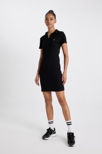DeFactoFit Slim Fit Dar Kesim Polo Yaka Sporcu Kısa Kollu Elbise
