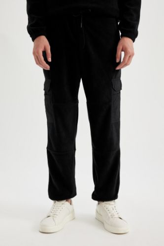 Regular Fit Polar Eşofman Altı Beli Paçası Lastikli Kargo Cepli