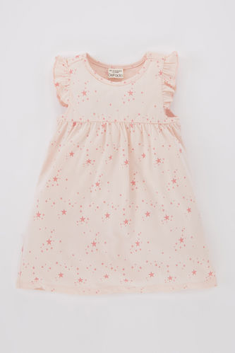 Baby Girl Star Patterned Sleeveless Cotton Nightgown