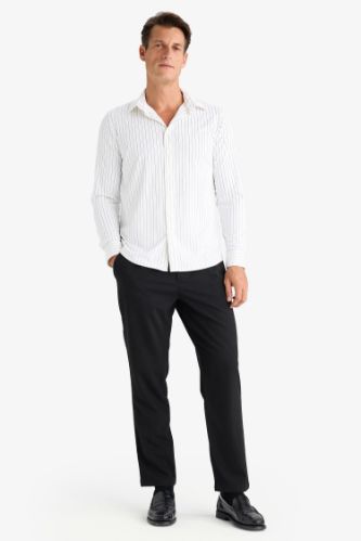 Yazlık Kumaş Pileli Pantolon Tailored Regular Fit Normal Kesim Basic Düz Cepli Düz Paça