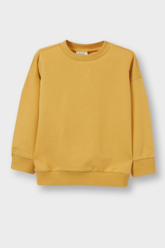 Erkek Bebek Bisiklet Yaka Basic Düz Sweatshirt
