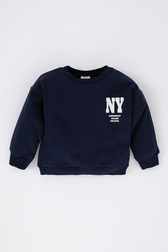 Baby Boy Crew Neck Printed Soft Lined Thin Sweatshirt