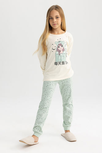 Kız Çocuk Baskılı Uzun Kolu Pijama Takımı