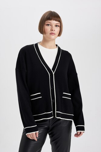 Cardigan Femme Long Tricoté Col V Manches Longues - Gilet Chaud Doux Avec Poches Hiver 2024