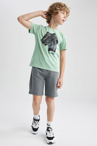 Boys Printed Short Sleeve T-Shirt Shorts 2-Pack Set