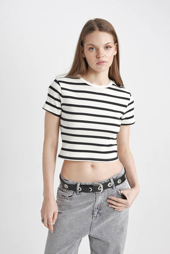 Slim Fit Striped Ribana Short Sleeve T-Shirt
